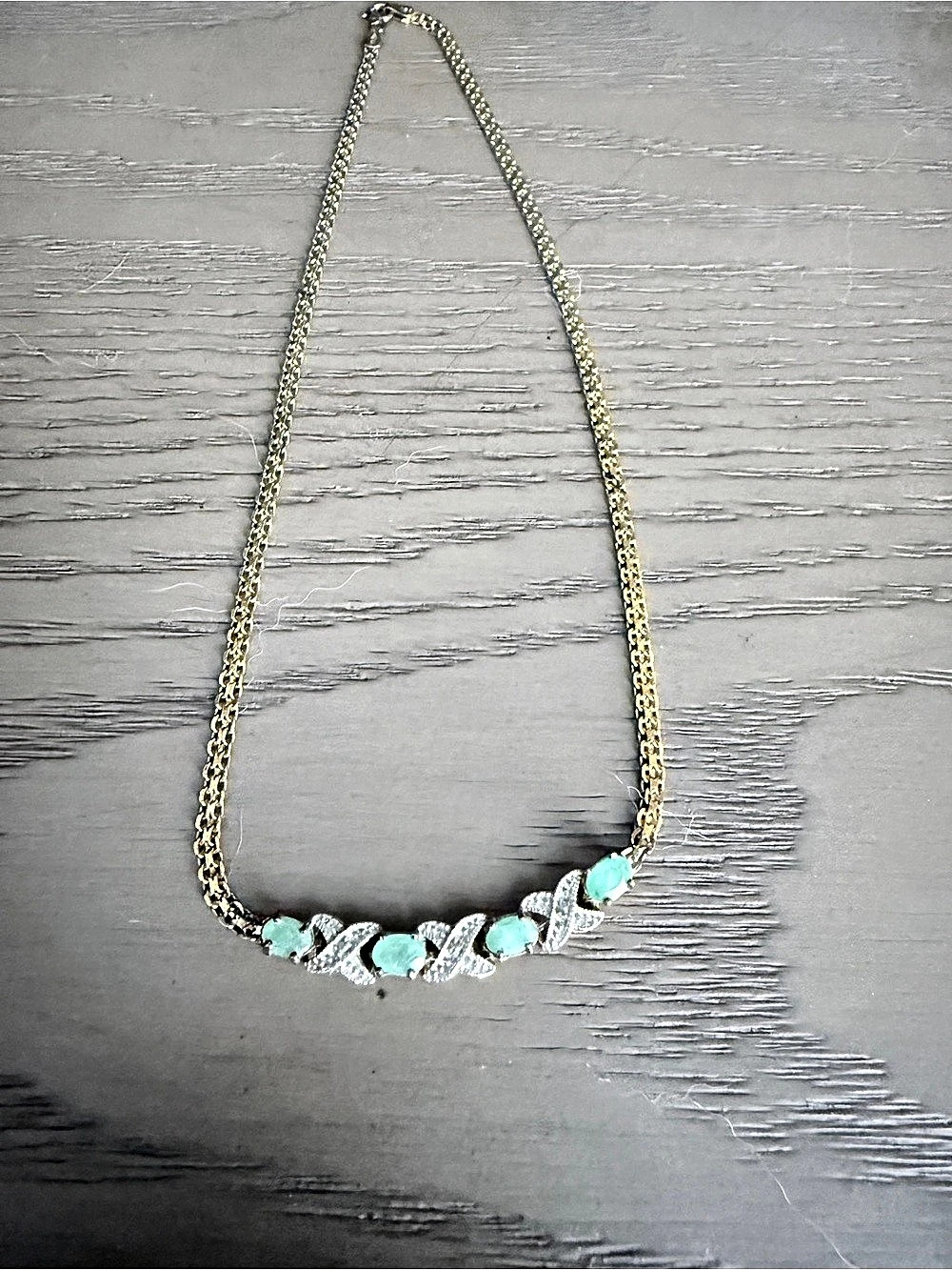 Vintage Gold Plated Silver Diamond Necklace